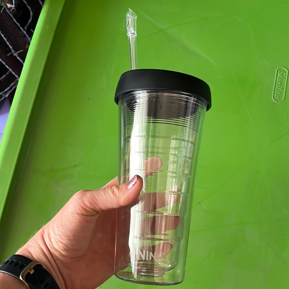 Ninja plastic tumbler with straw; never used